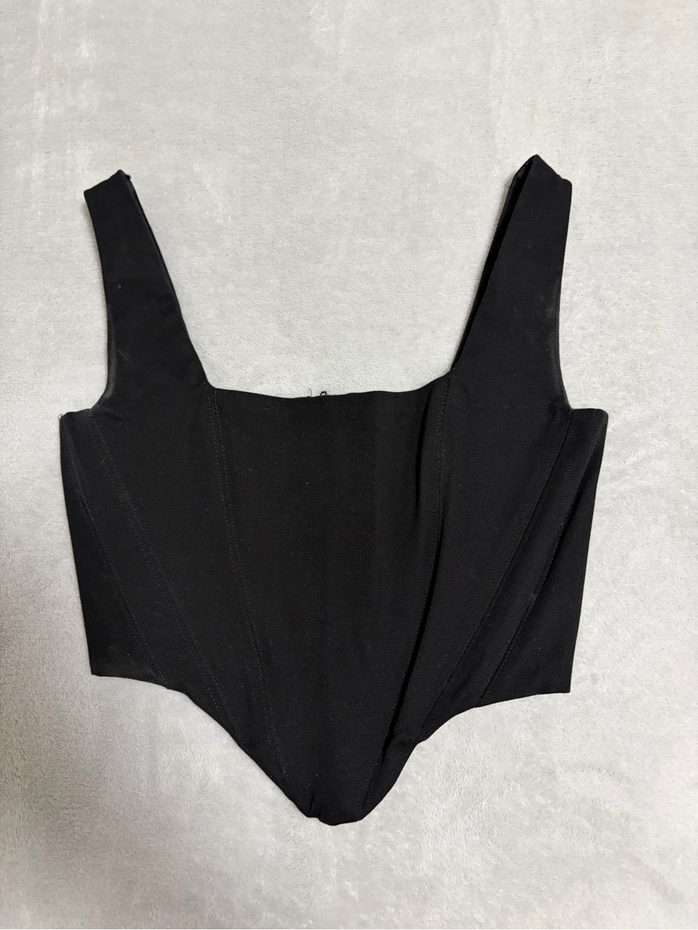 Zara Black Structured Square-Neck Bandeau Top with Wide Straps